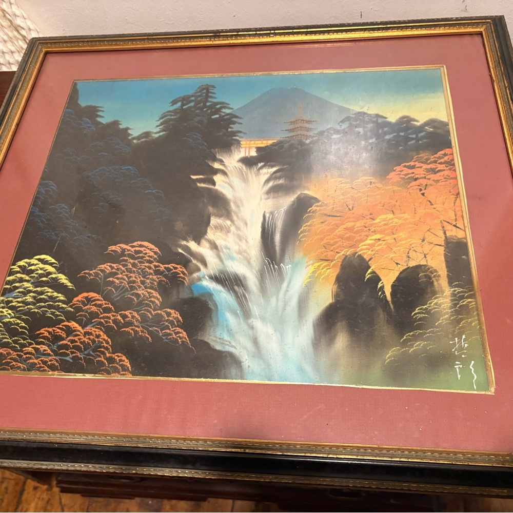 Framed Landscape Waterfall Art